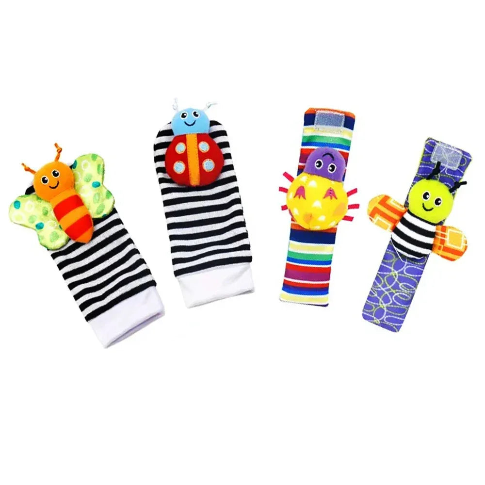 Baby Rattle Socks & Wrist Strap Set – Soft Animal Toys for 0–12 Months - BIG FRENCHIES