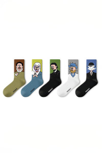Unisex Graphic Crew Socks - Whimsical Print Cotton Mid-Calf Athletic Socks