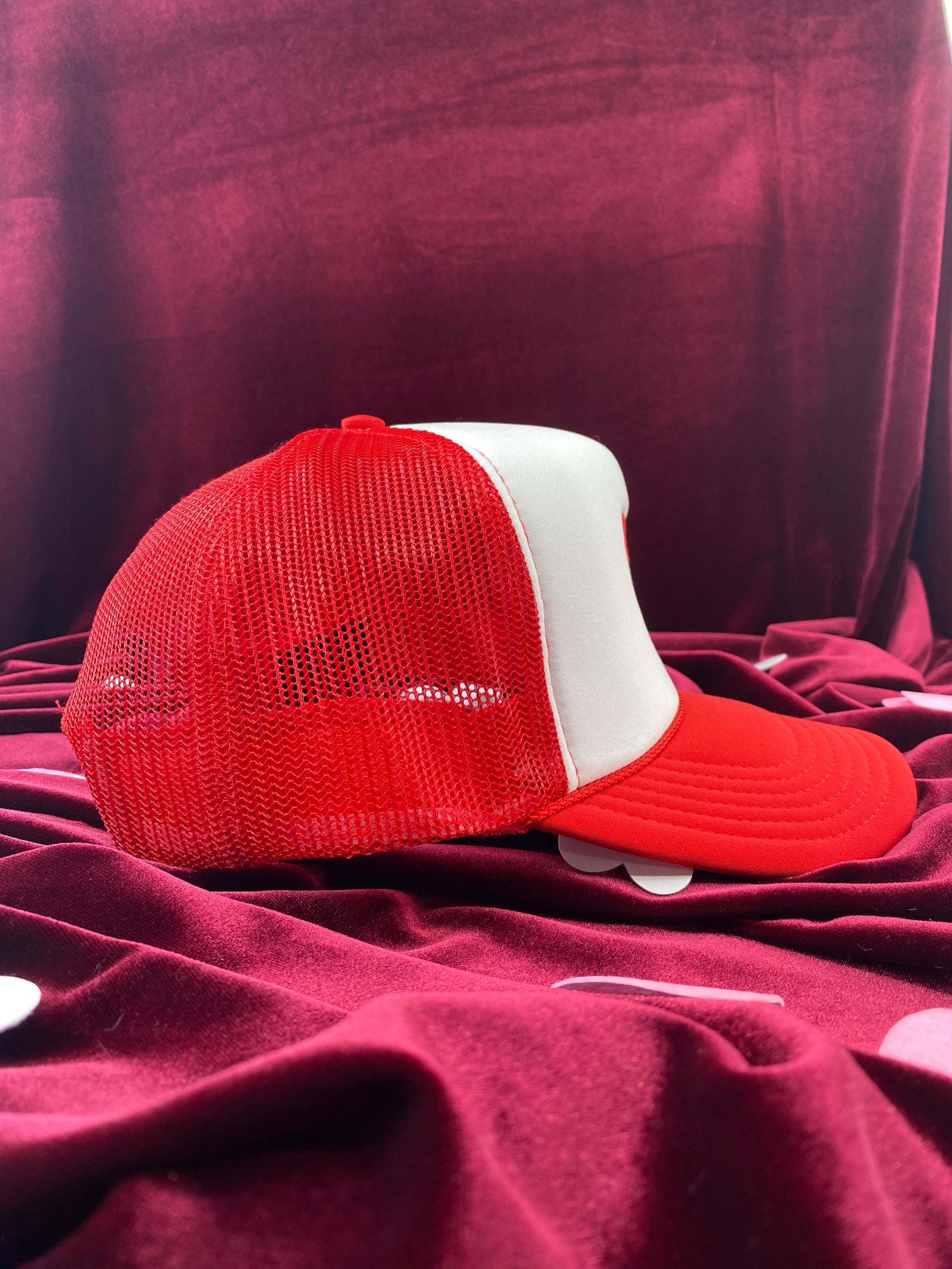 SWEET HEART TALL CROWN Snapback TRUCKER CAP HAT WITH ROPE Custom Embroidered