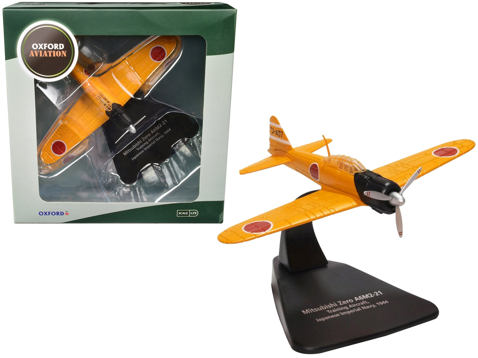 Mitsubishi Zero A6M2-21 Fighter Aircraft "Training Aircraft - Imperial Japanese Navy" (1944) "Oxford Aviation" Series 1/72 Diecast Model Airplane by Oxford Diecast