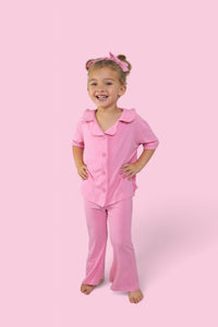 BELLA PINK RIB DREAM GIRL'S FLARE SET