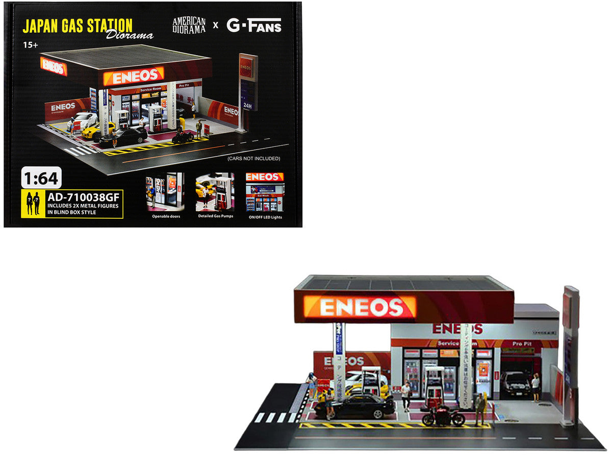 Eneos Japan Gas Station Diorama Set "American Diorama X G-Fans" Series for 1/64 Scale Models by American Diorama
