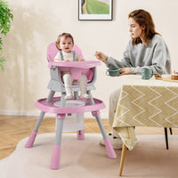 16-in-1 Baby High Chair with Activity Center and Booster Seat for Babies and Toddlers-Pink - Color: Pink