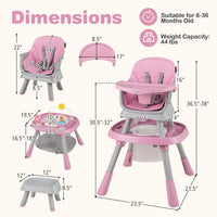 16-in-1 Baby High Chair with Activity Center and Booster Seat for Babies and Toddlers-Pink - Color: Pink