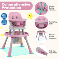16-in-1 Baby High Chair with Activity Center and Booster Seat for Babies and Toddlers-Pink - Color: Pink