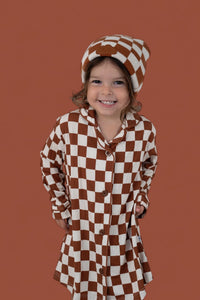 COPPER CHECKERS GIRL'S DREAM GOWN