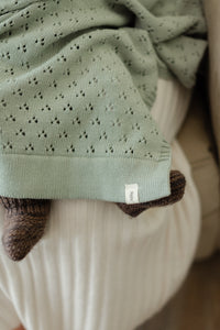 Mint Pointelle Knit Blanket