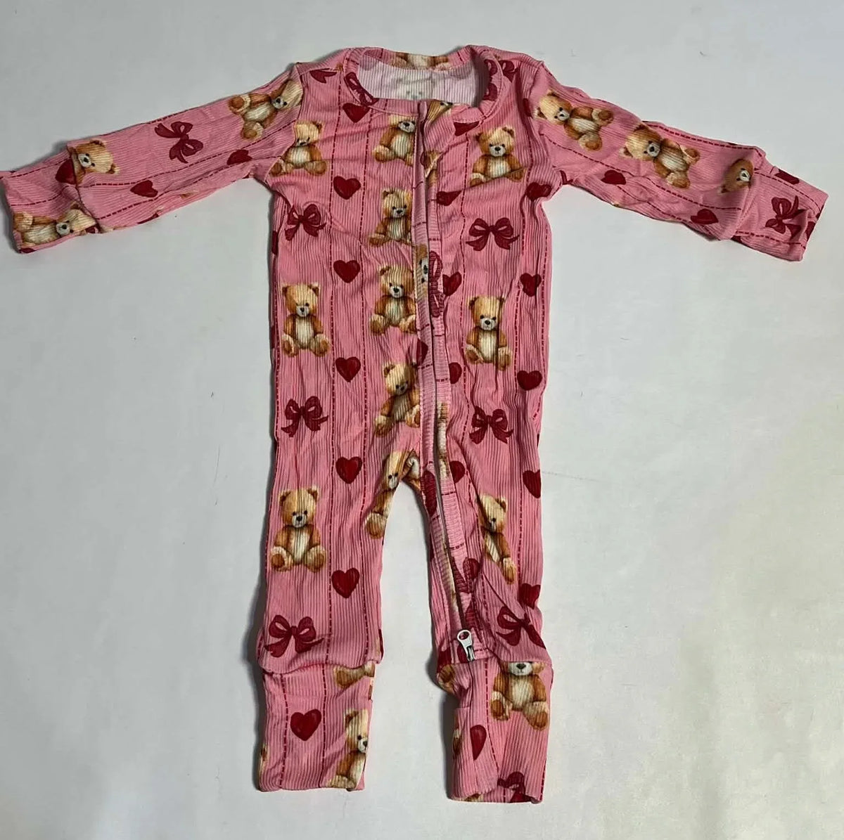 Ribbed bamboo pink teddy zippy - BIG FRENCHIES