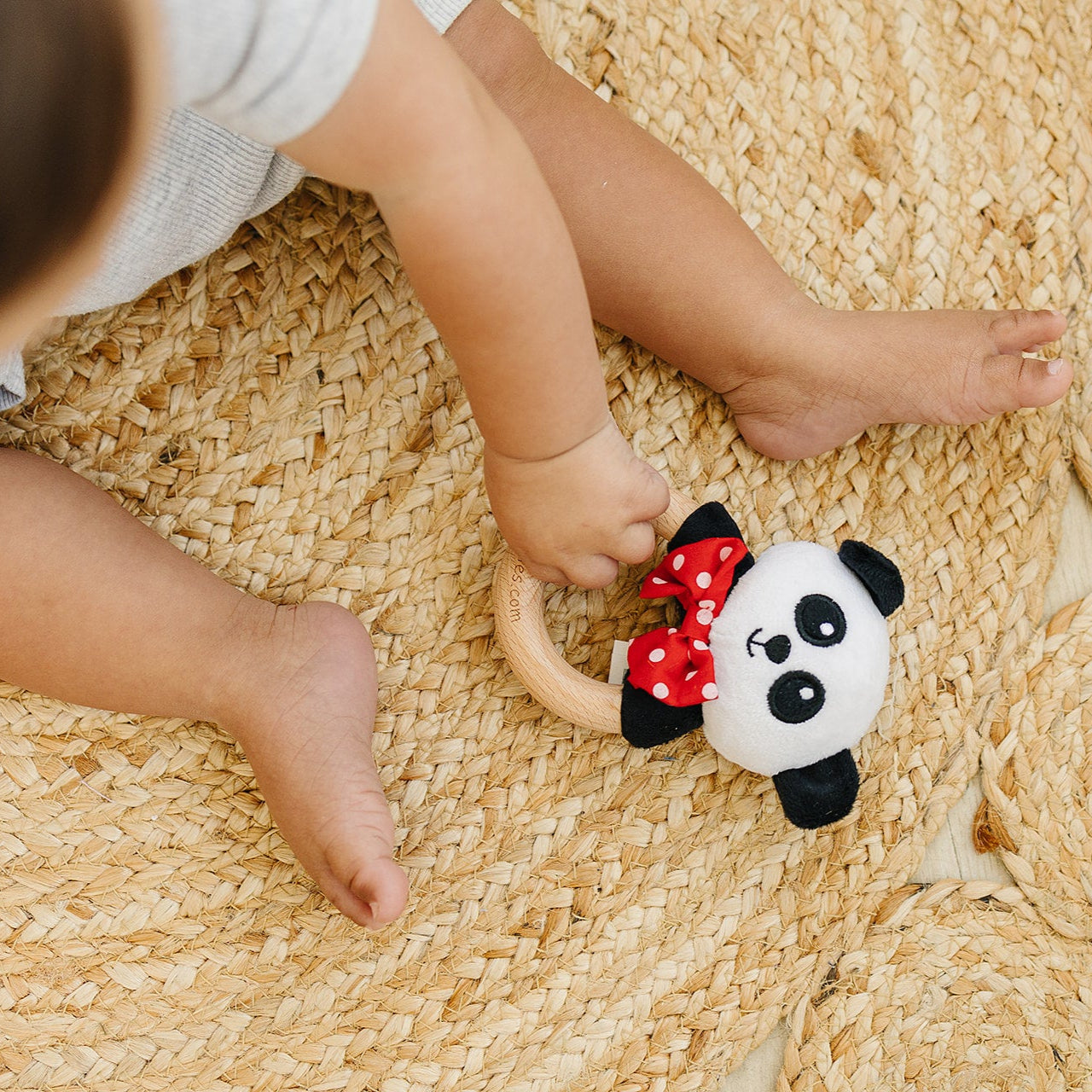 Baby Rattle in High-Contrast Black, White, Red (Beechwood) - BIG FRENCHIES