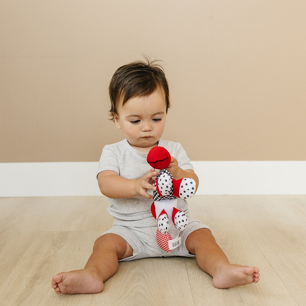 Caterpillar Teething and Sensory Toy in Black, White and Red, 9" - BIG FRENCHIES