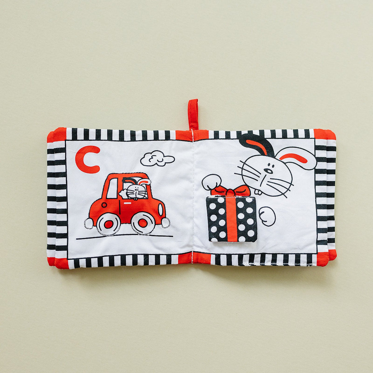 Soft Cloth Book of ABCs in High Contrast Black White Red - BIG FRENCHIES