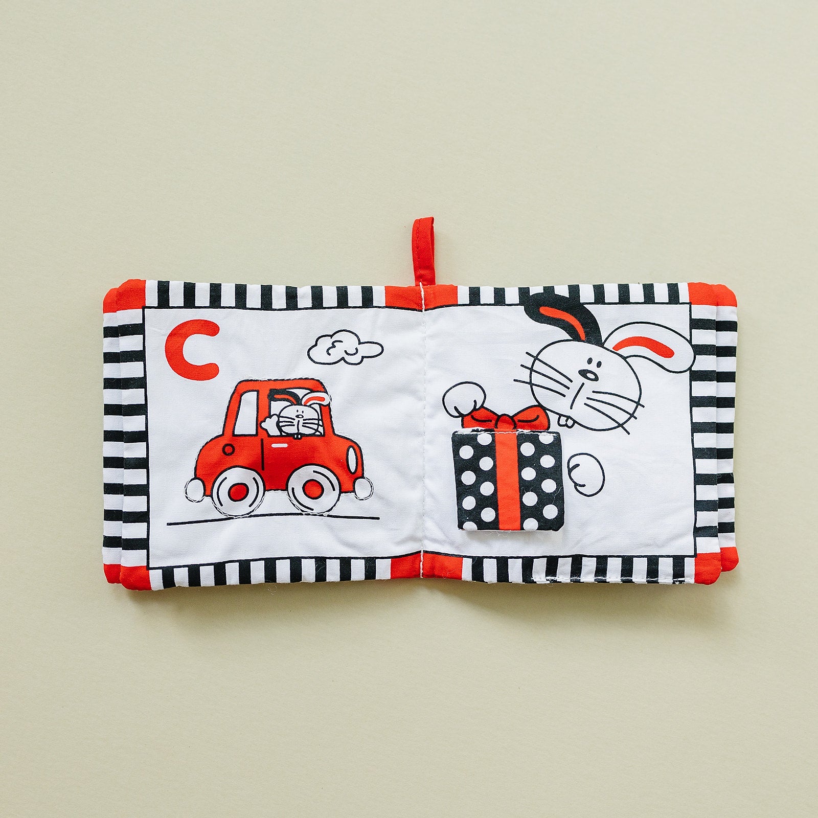 Soft Cloth Book of ABCs in High Contrast Black White Red - BIG FRENCHIES