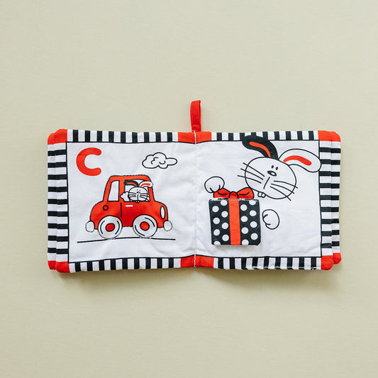 Soft Cloth Book of ABCs in High Contrast Black White Red - BIG FRENCHIES