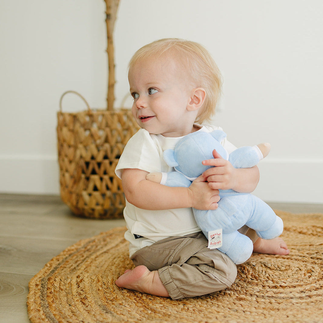 My First Baby Boy Doll in Blue with Rattle - BIG FRENCHIES