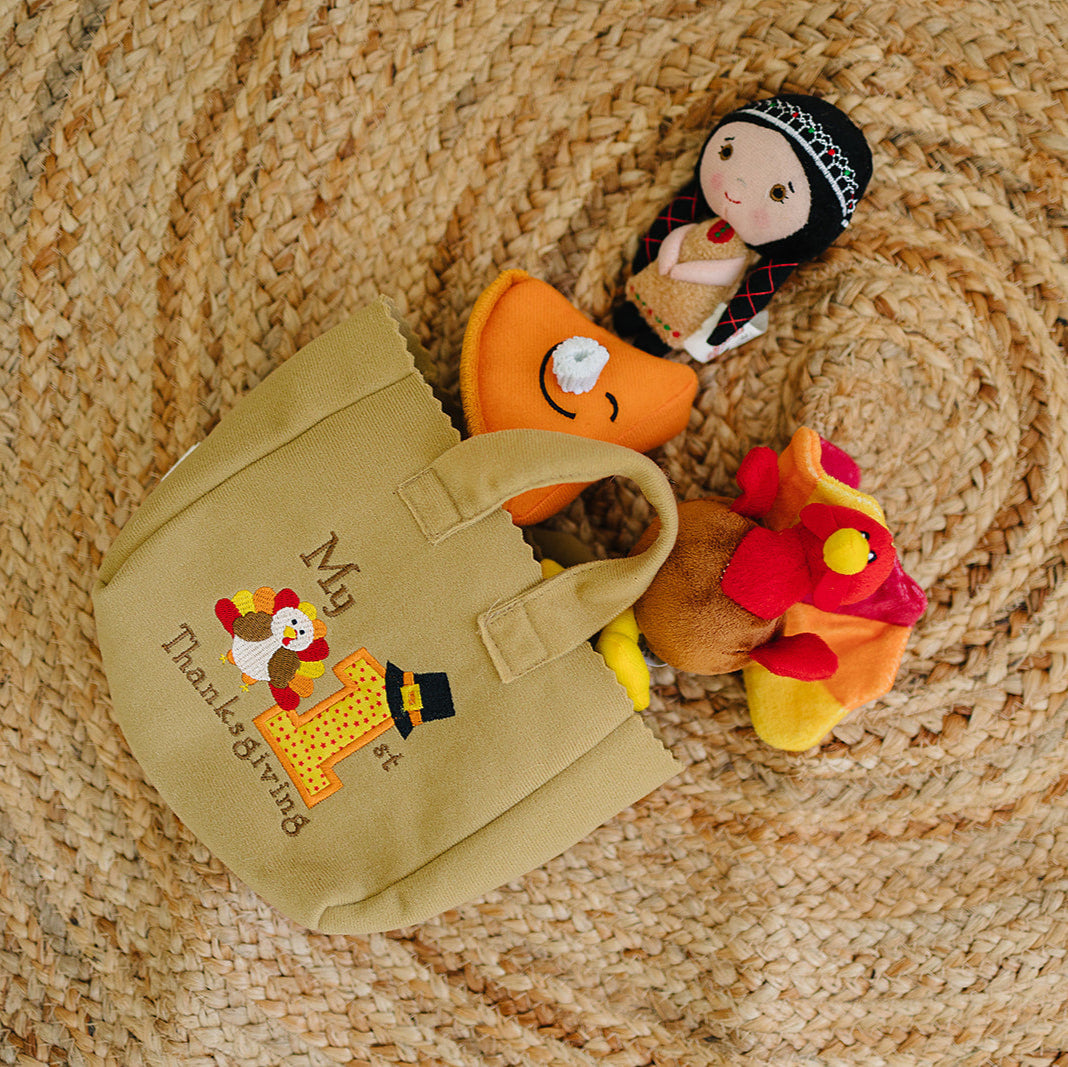 My First Thanksgiving Toy with Plush Gobble Turkey, Teddy Bear, Little Pumpkin Pie - BIG FRENCHIES