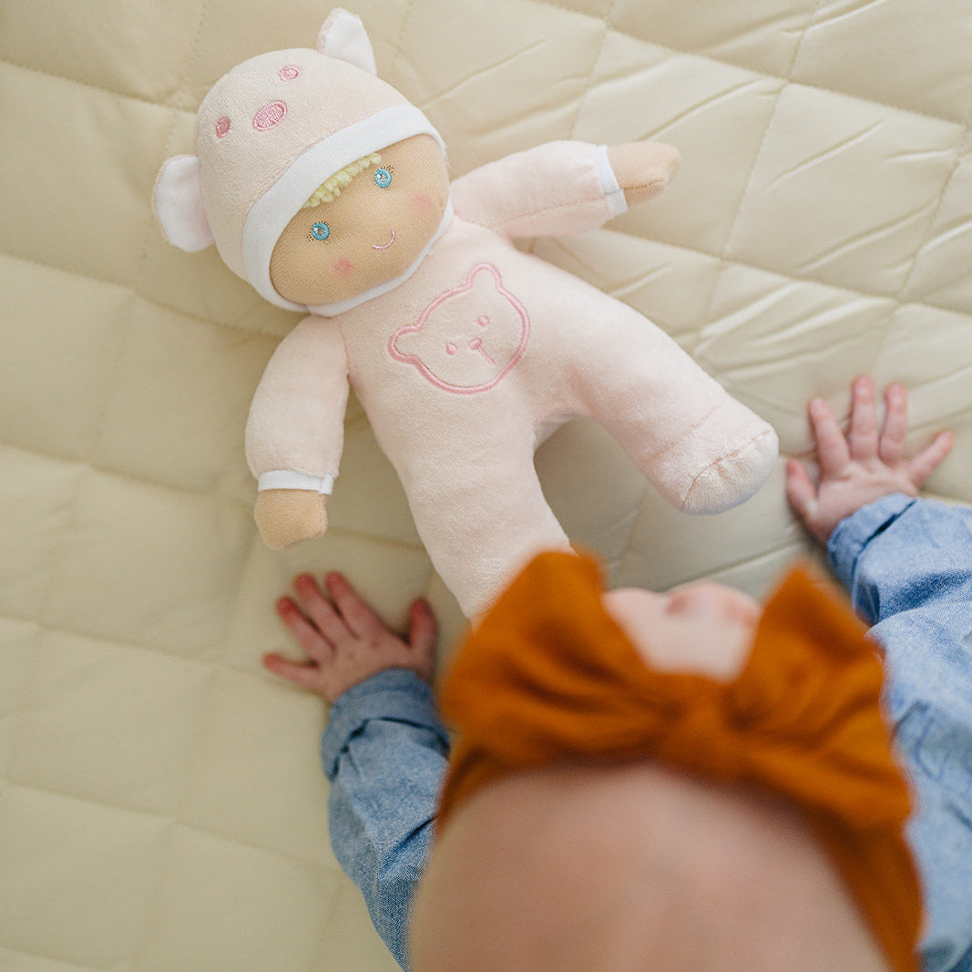 My First Baby Girl Doll in Pink with Rattle - BIG FRENCHIES