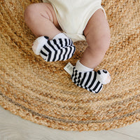 Black & White Pair of Panda Baby Booties with Rattle - BIG FRENCHIES