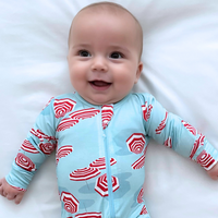 Amalfi Coast Red Beach Umbrella Zippered Romper