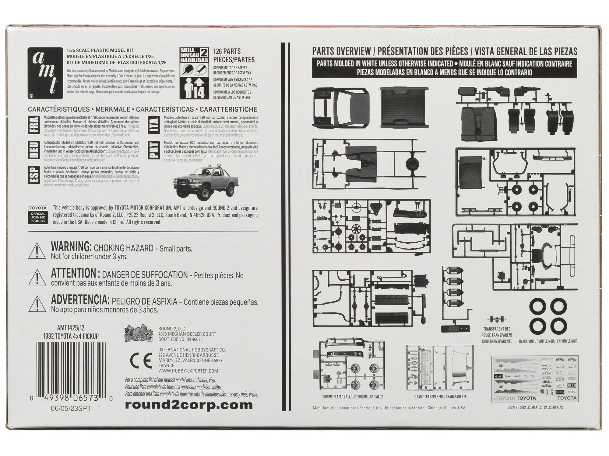 Skill 2 Model Kit 1992 Toyota 4x4 Pickup Truck (2023) 1/20 Scale Model by AMT
