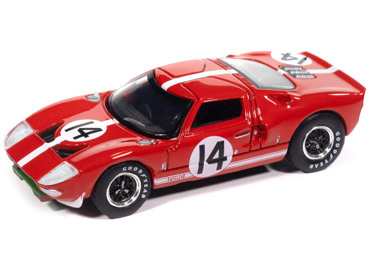 1965 Ford GT40 #14 Red with White Stripes "Vintage Muscle" Series 1/64 Diecast Model Car by Auto World