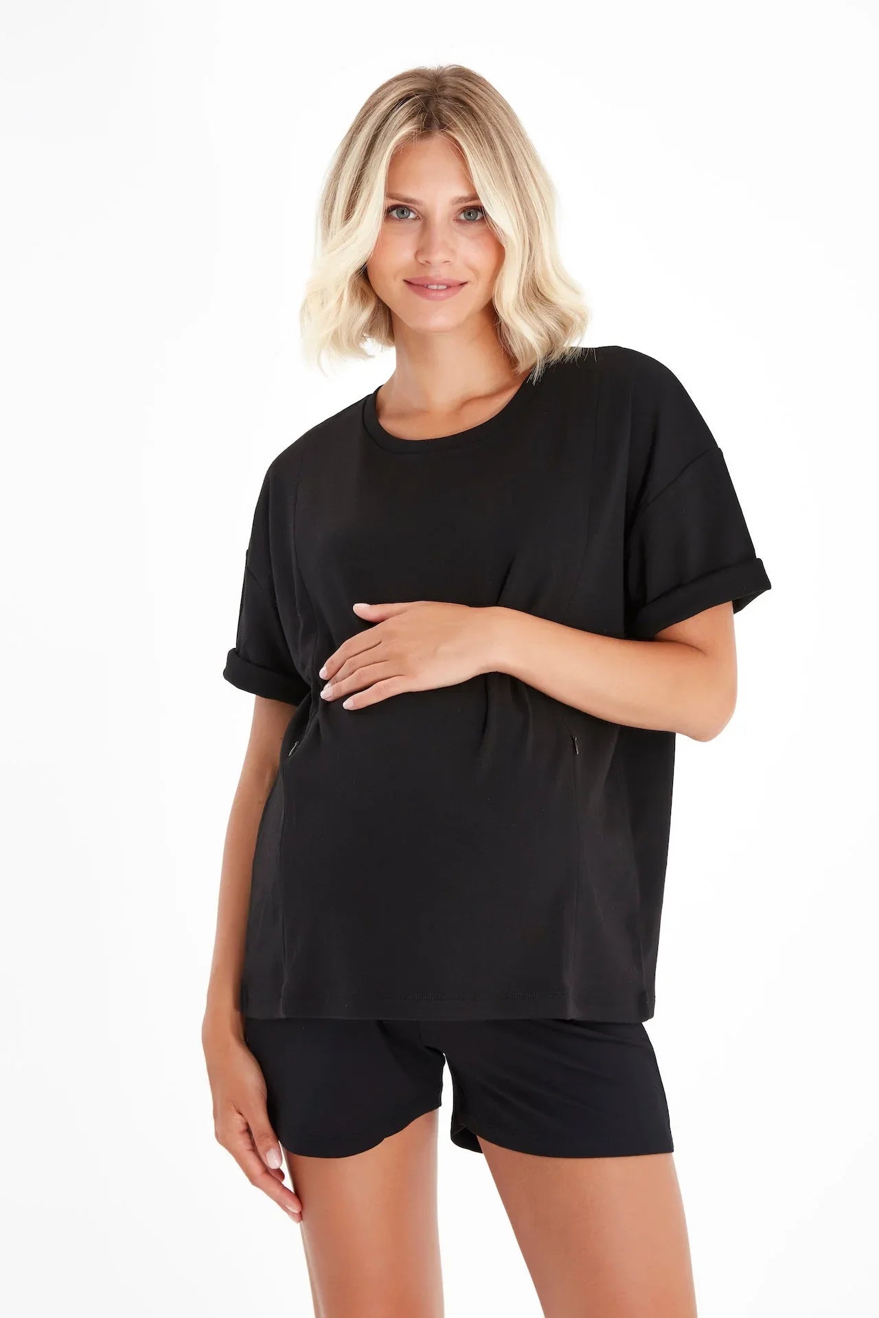 Anytime Anywhere Side Zip Maternity/Nursing T-Shirt - BIG FRENCHIES