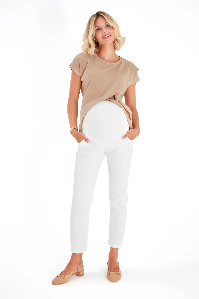 Graceful Non-Denim Foldover Waistband Maternity Pants - BIG FRENCHIES