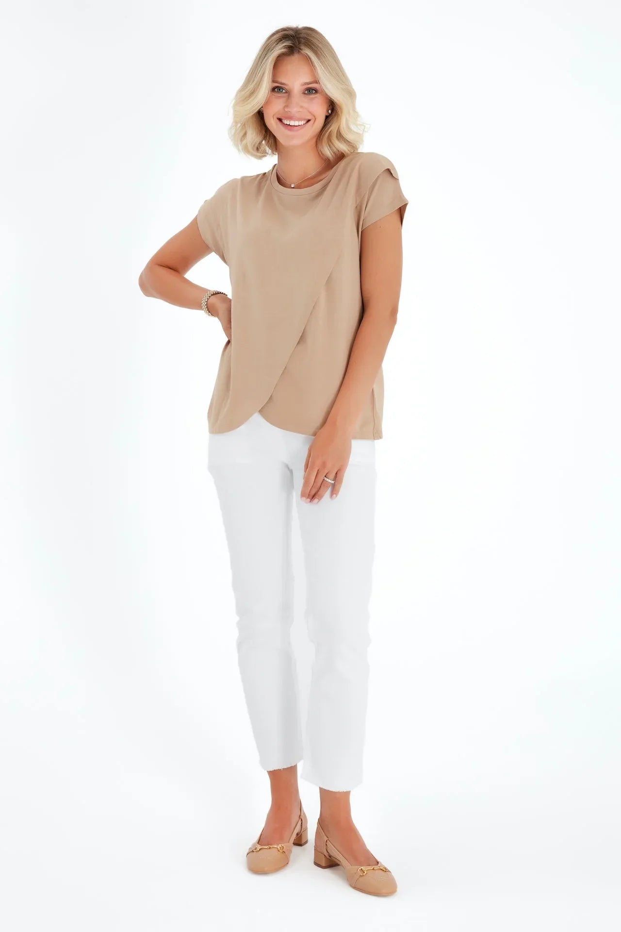 Graceful Non-Denim Foldover Waistband Maternity Pants - BIG FRENCHIES