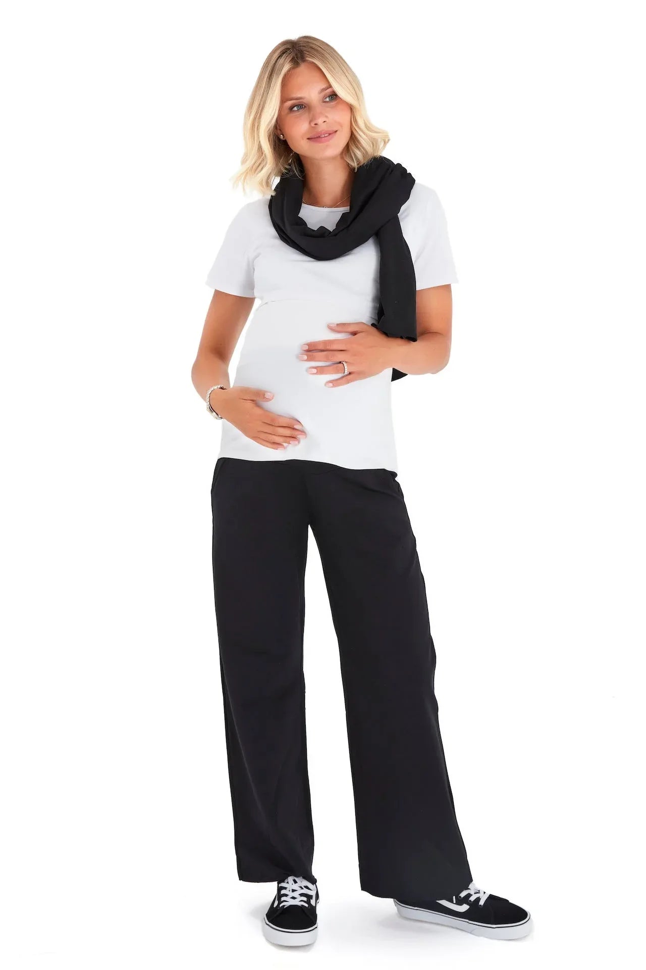 Simply Cool Foldover Waistband Stretch Cotton Maternity Jogger Pants - BIG FRENCHIES