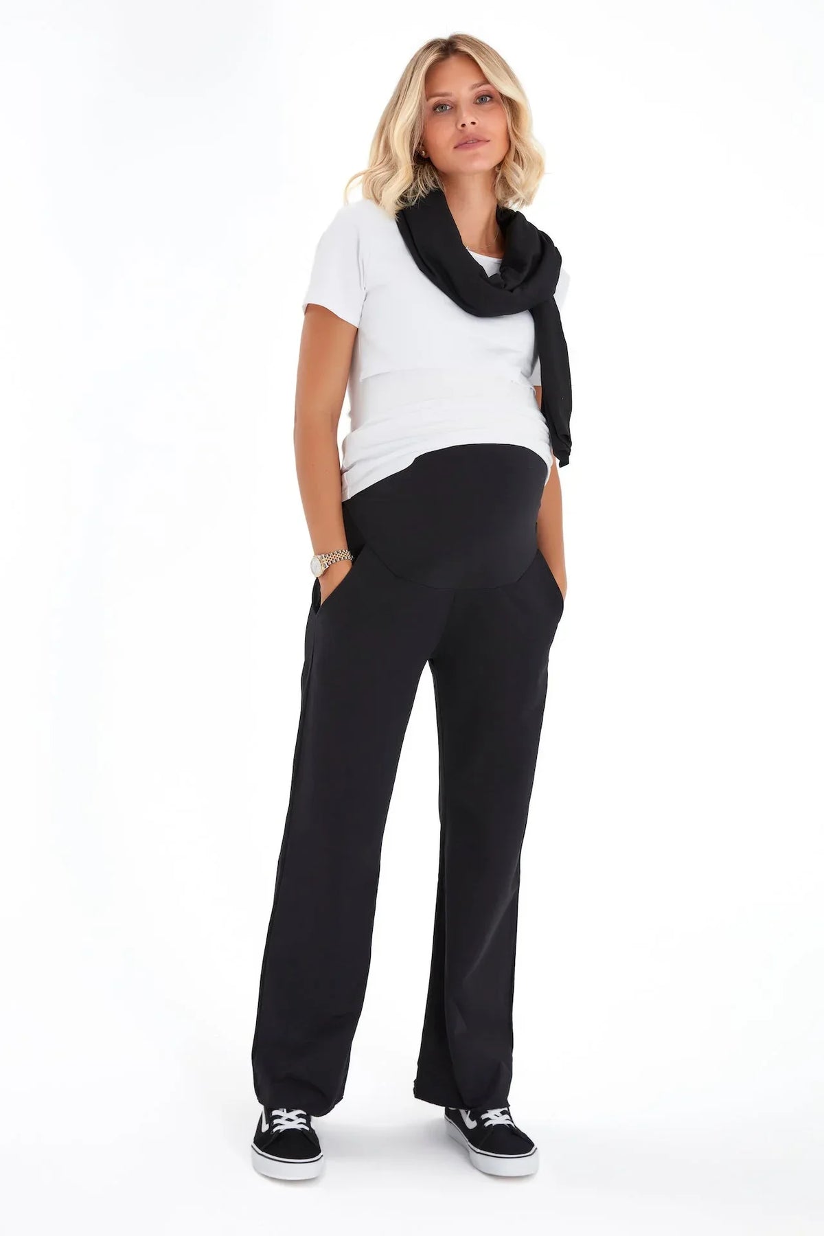 Simply Cool Foldover Waistband Stretch Cotton Maternity Jogger Pants - BIG FRENCHIES