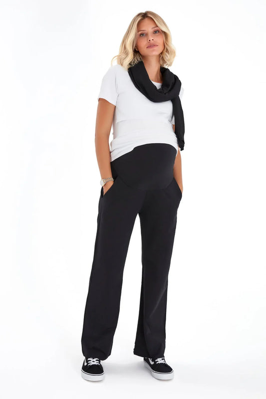 Simply Cool Foldover Waistband Stretch Cotton Maternity Jogger Pants - BIG FRENCHIES