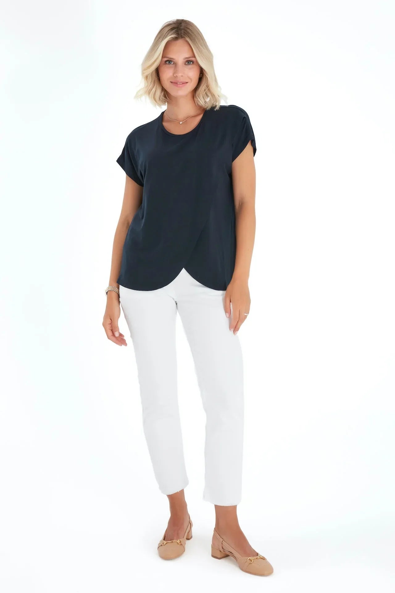 Handy Crossover Short Sleeve Cotton Maternity/Nursing Top - BIG FRENCHIES
