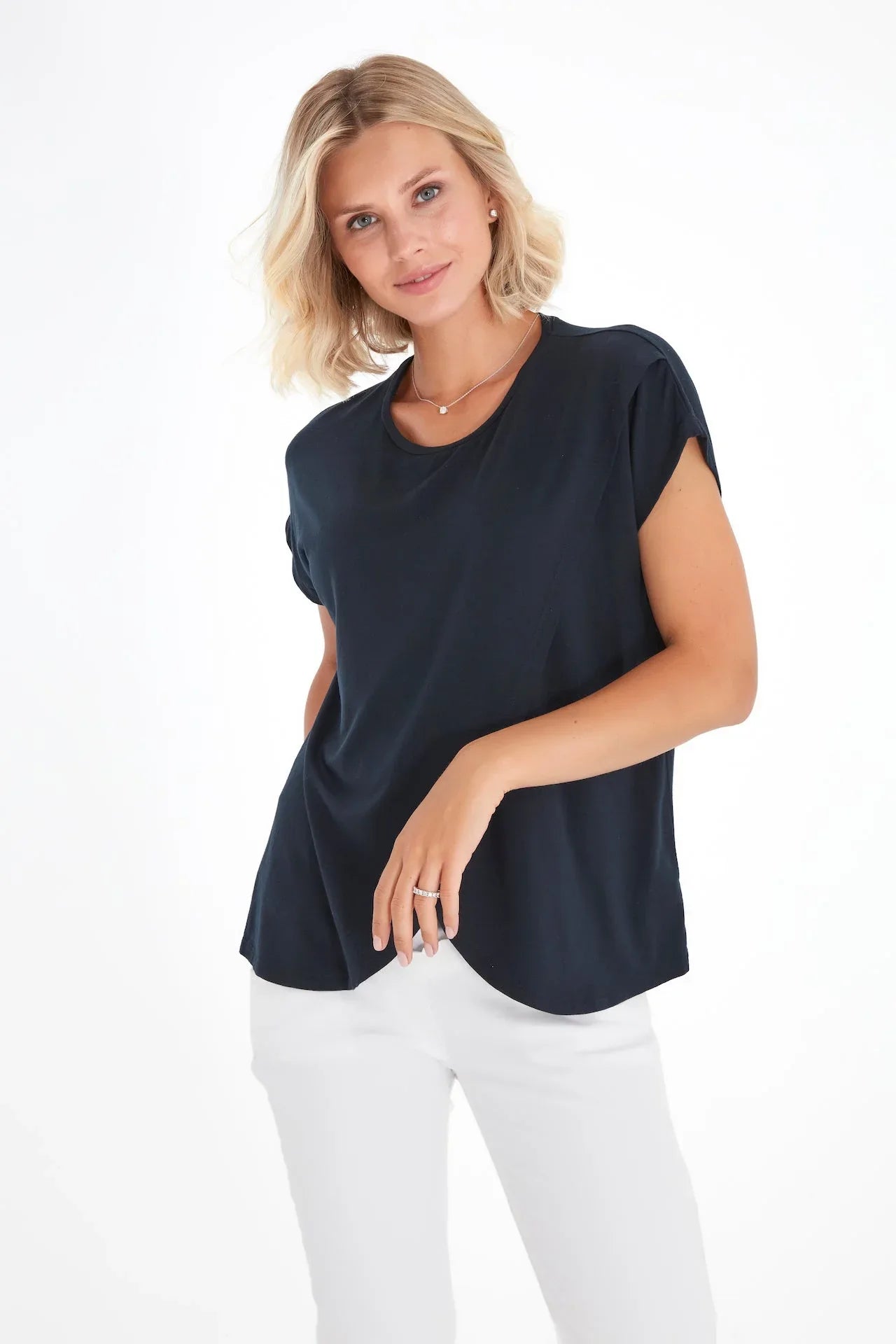 Handy Crossover Short Sleeve Cotton Maternity/Nursing Top - BIG FRENCHIES