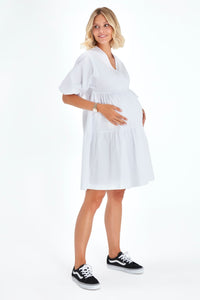 Waterfall Tie Waist A-Line Maternity/Nursing Wrap Dress
