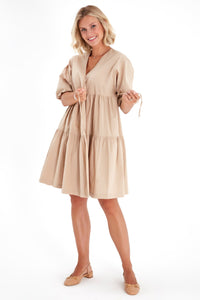 Waterfall Tie Waist A-Line Maternity/Nursing Wrap Dress