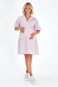 Waterfall Tie Waist A-Line Maternity/Nursing Wrap Dress