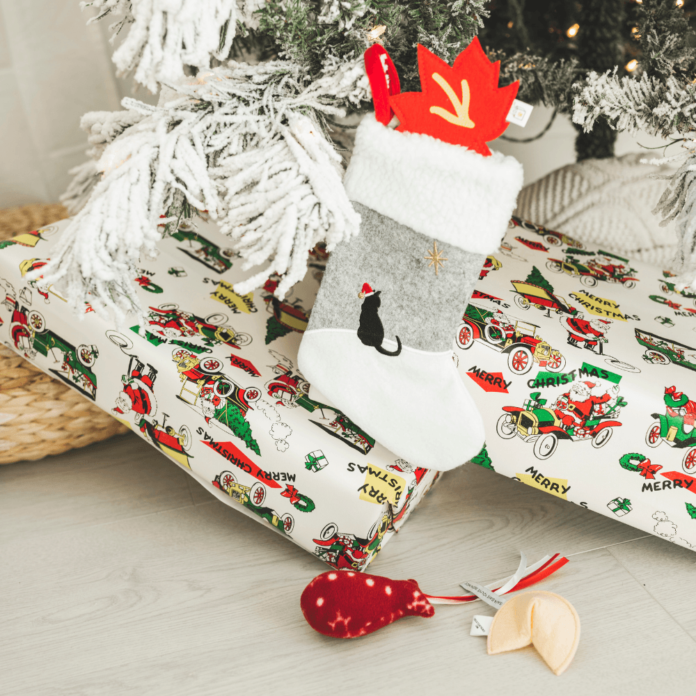 Cat Christmas Stocking with Toys