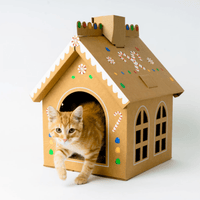 Cardboard Gingerbread Cat Playhouse Kit