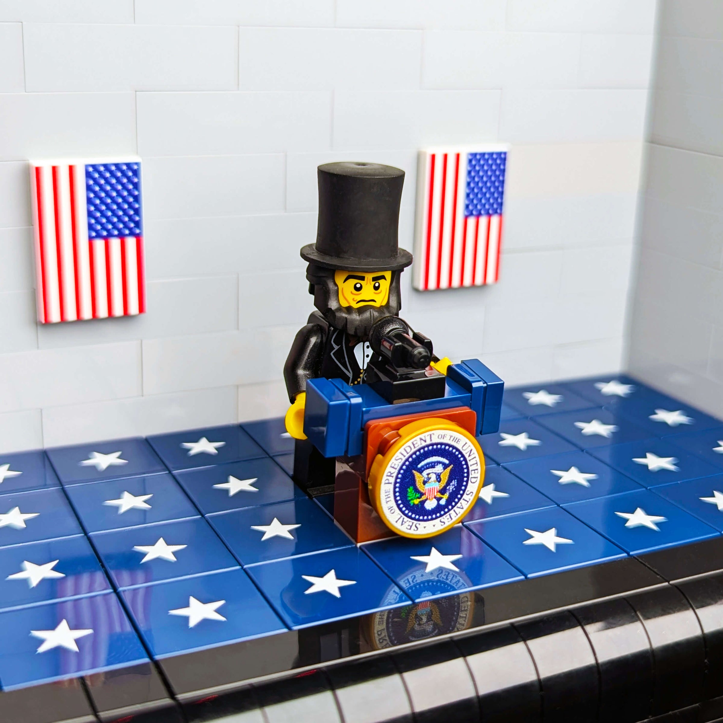 Presidential Podium - Minifig Scale - Custom Printed Set - Made Using LEGO® Parts