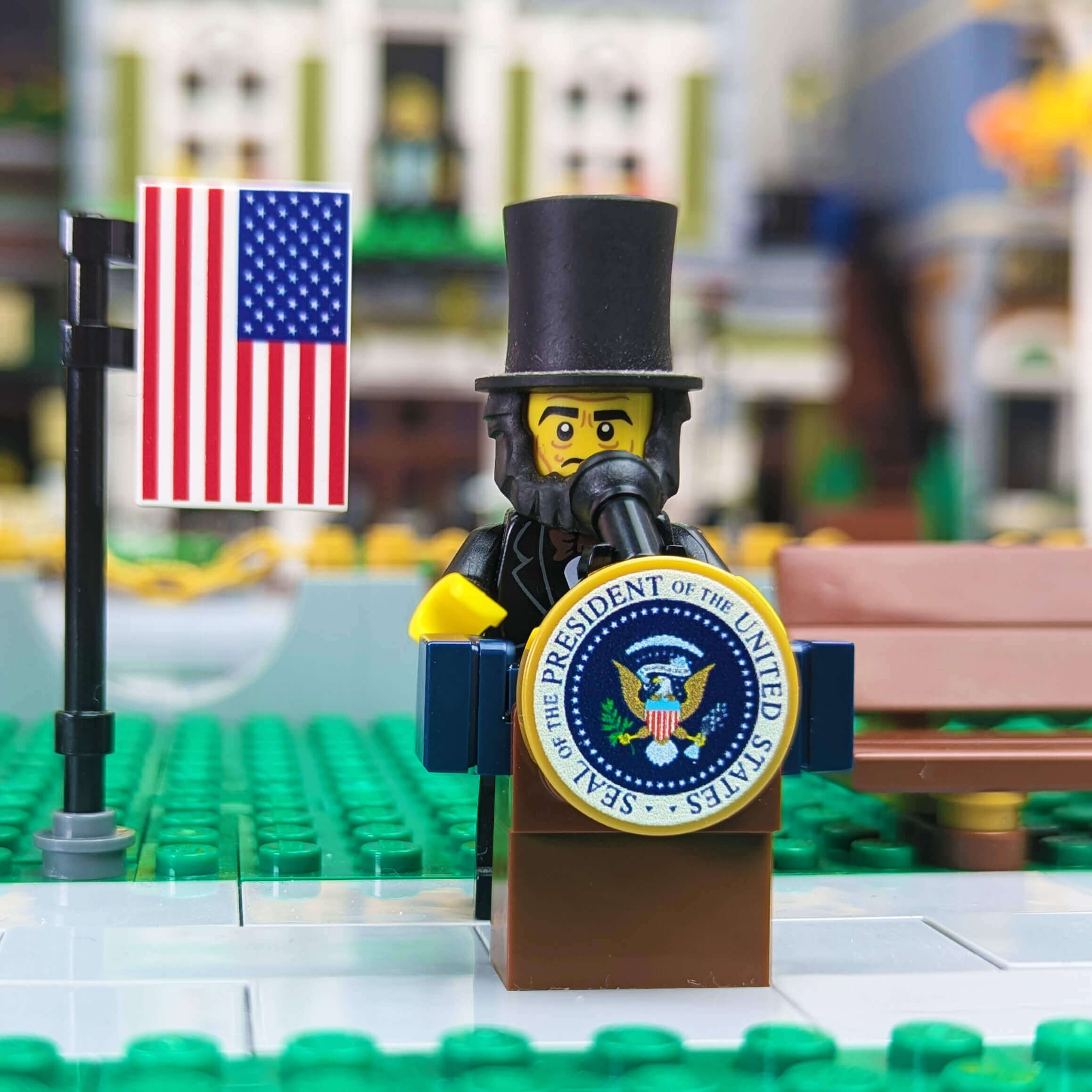 Presidential Podium - Minifig Scale - Custom Printed Set - Made Using LEGO® Parts