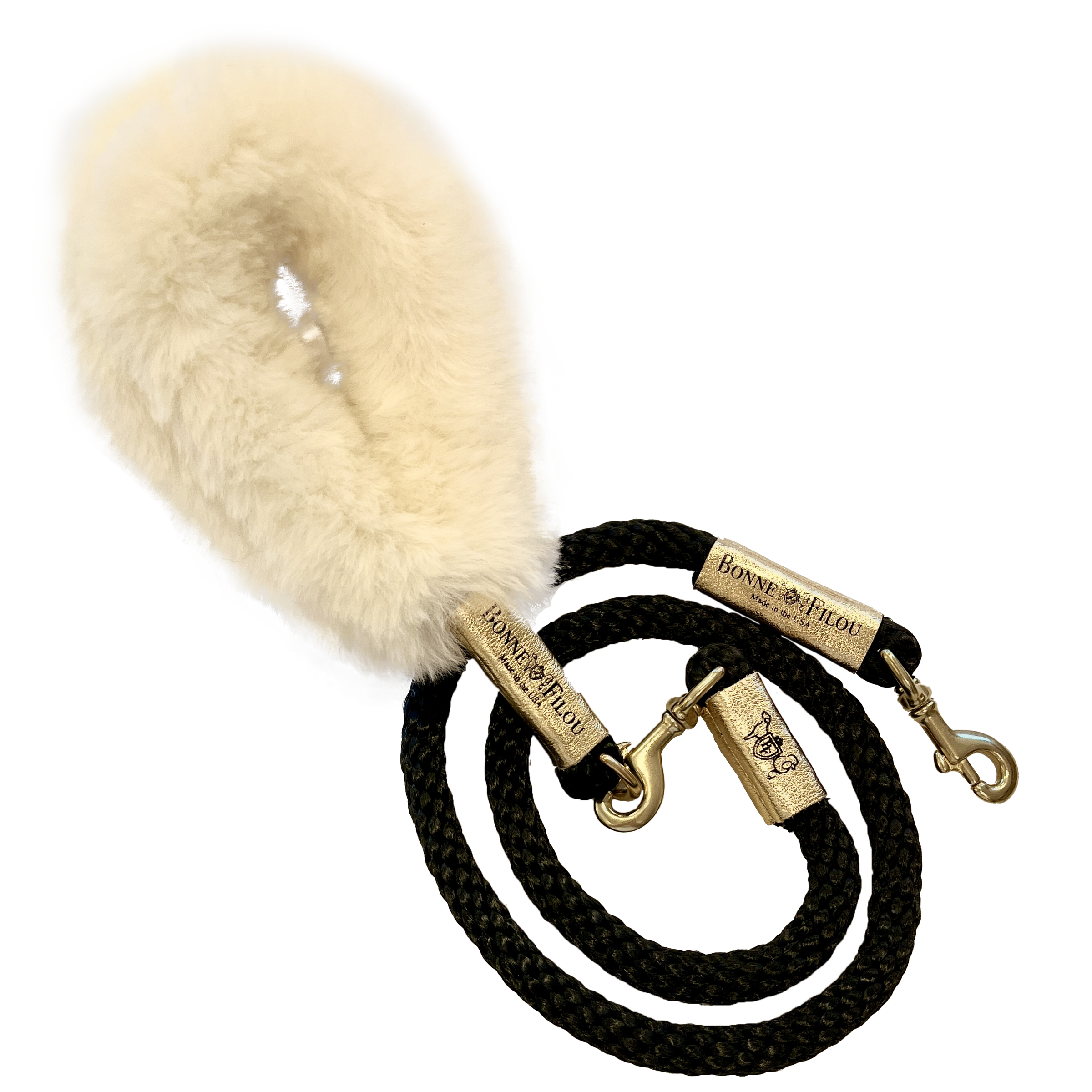 Bundle Shearling Fur Grip + Rope Leash for Dogs - BIG FRENCHIES