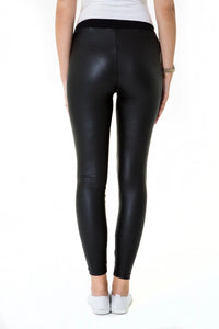 Subtle Foldover Waistband Faux Leather Maternity Leggings - BIG FRENCHIES