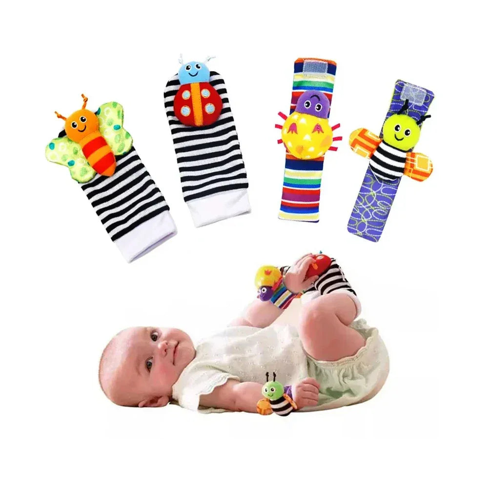 Baby Rattle Socks & Wrist Strap Set – Soft Animal Toys for 0–12 Months - BIG FRENCHIES