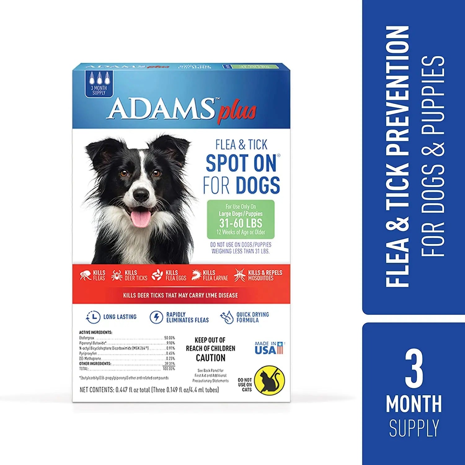 Adams Plus Flea and Tick Spot On for Large Dogs 31-60 lbs.