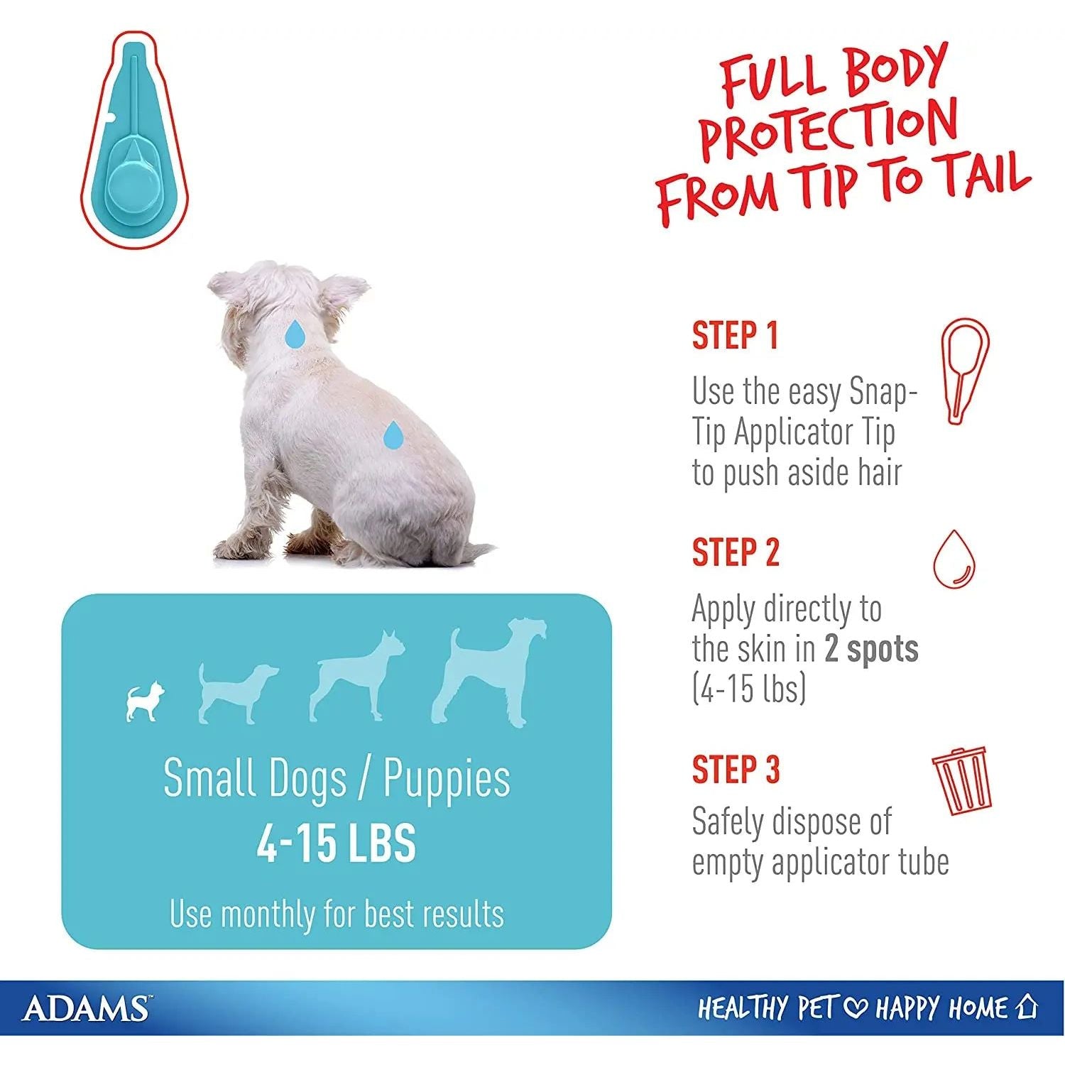 Adams Plus Flea and Tick Spot On for Small Dogs 5-14 lbs.