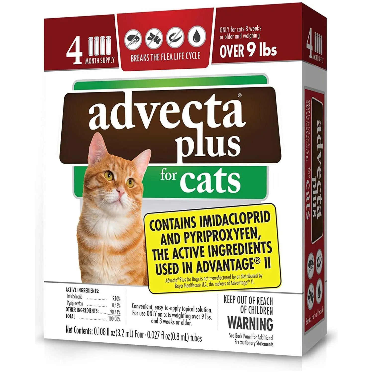 Cat Advecta Plus Flea Protection Squeeze-on Cats Over 9lbs 4ct