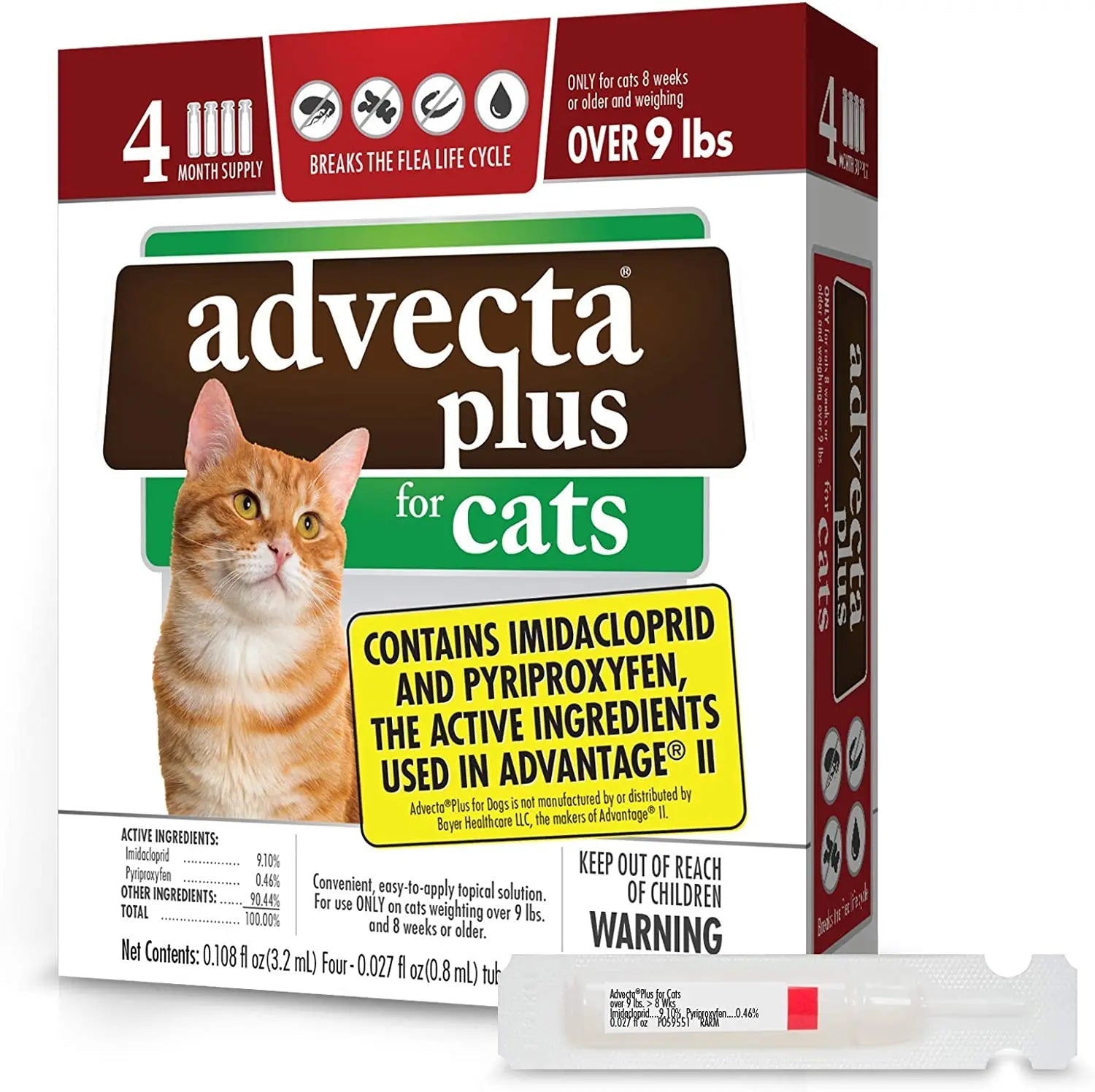 Cat Advecta Plus Flea Protection Squeeze-on Cats Over 9lbs 4ct
