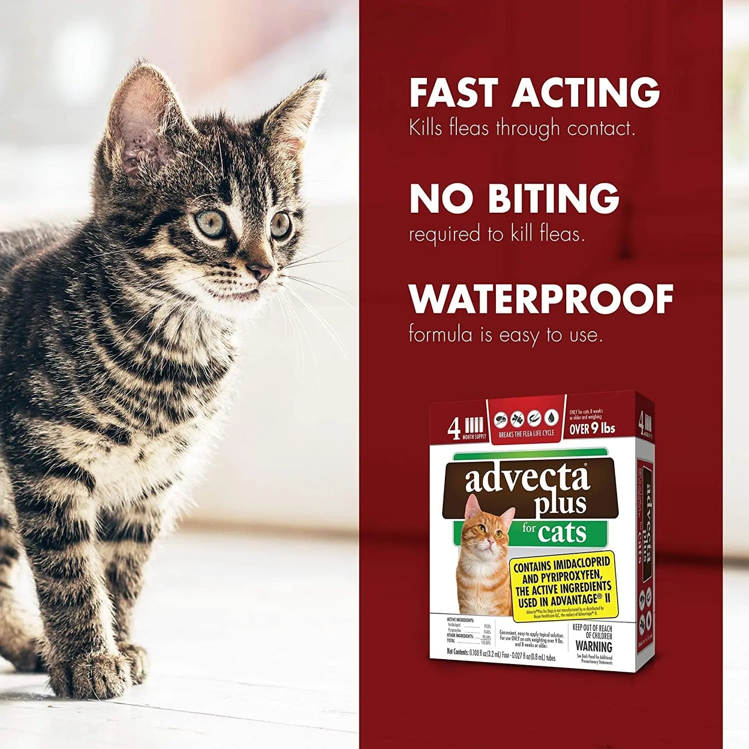 Cat Advecta Plus Flea Protection Squeeze-on Cats Over 9lbs 4ct