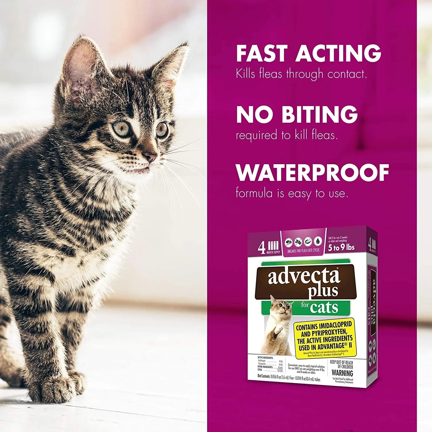 Advecta Plus Flea and Tick Treatment for Small Cats 4 Count