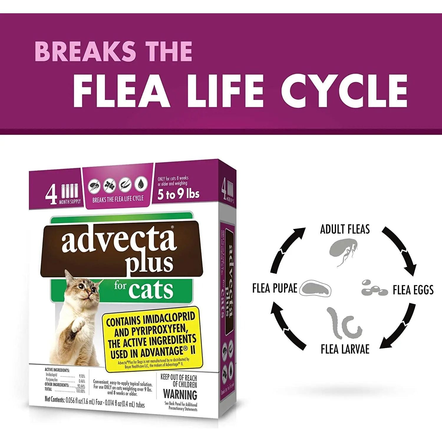Advecta Plus Flea and Tick Treatment for Small Cats 4 Count
