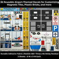 Airport: Reusable Decals for Customizing Magnetic Tiles, Plastic Bricks, and more - BIG FRENCHIES